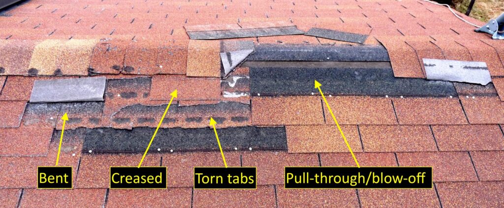 Wind damaged roof breakdown