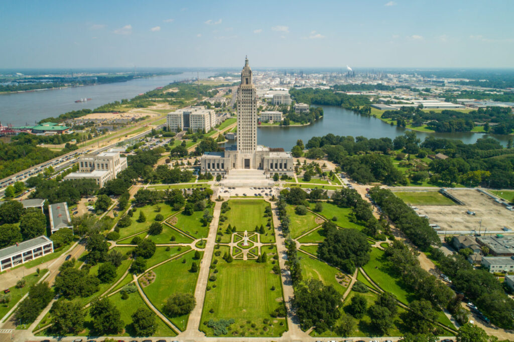 Look down at Baton Rouge and the city served by the most trusted roofer, Brown's Roofing