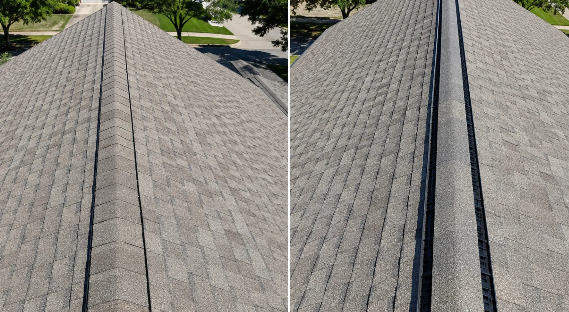 New ridge vent installed on a Wichita re-roof to balance attic ventilation