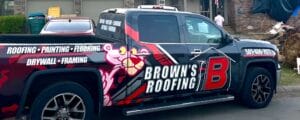 Browns roofing truck