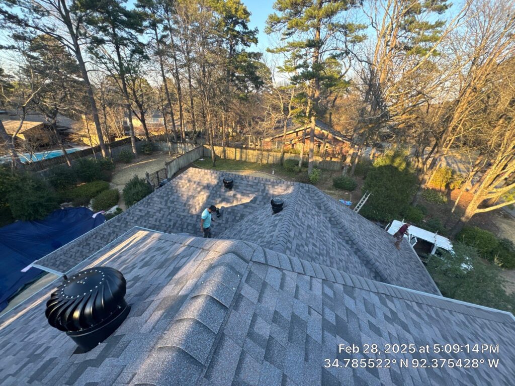 Top angle of recently installed Owens Corning Midnight Plum