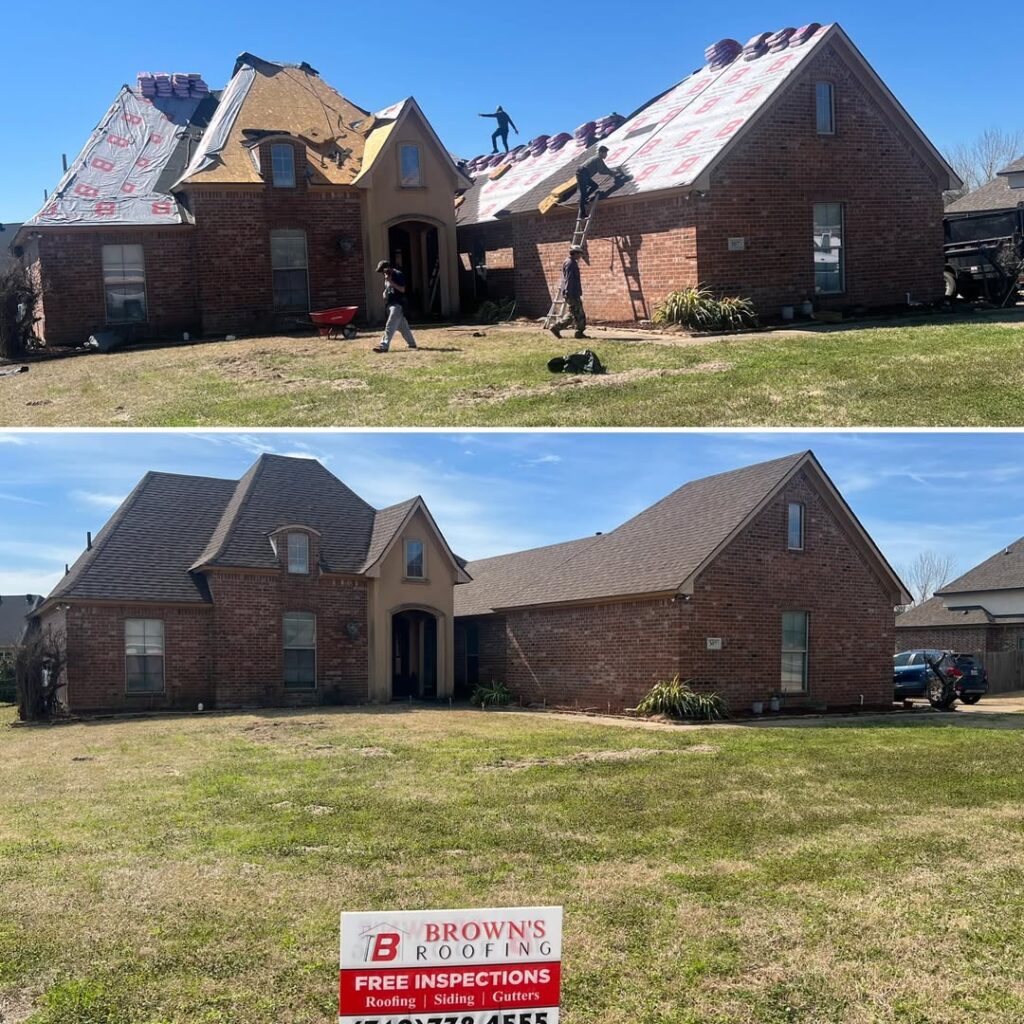 Tear down and rebuild of a roof on a home done by Brown's Roofing.