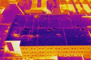 Thermal drone image of a commercial roof