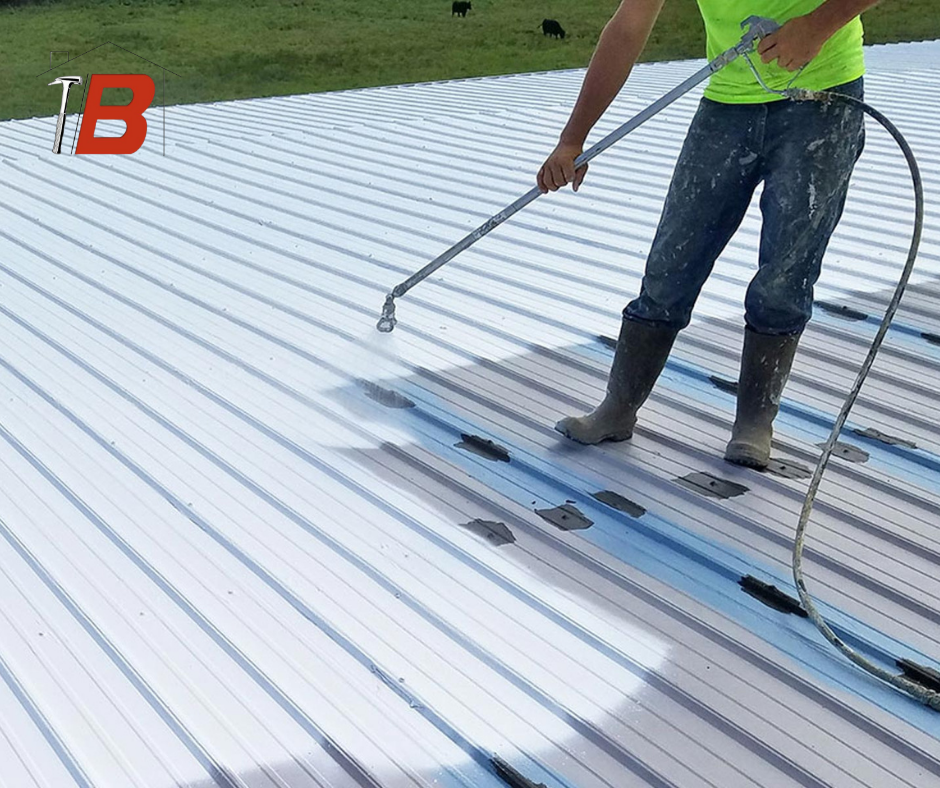 Commercial Roof Coating Being Applied