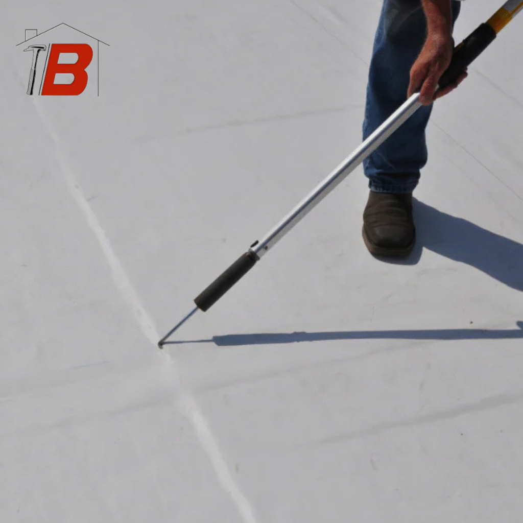 TPO Roof being checked for issues