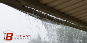 Image of gutters leaking and failing.